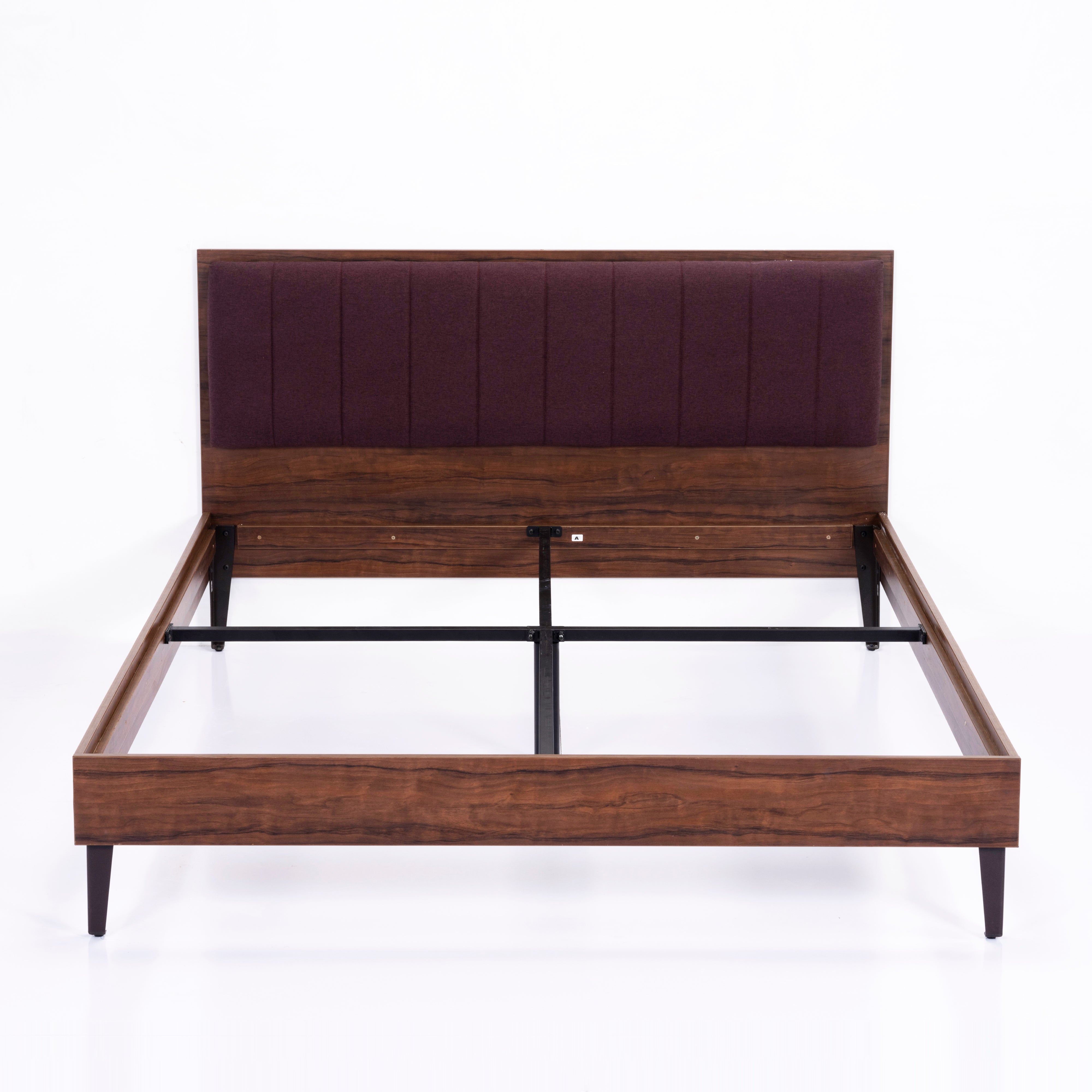 HOF Queen Size Engineered Wood Bed Without Storage | Matte Finish|Brazilian Walnut Color.