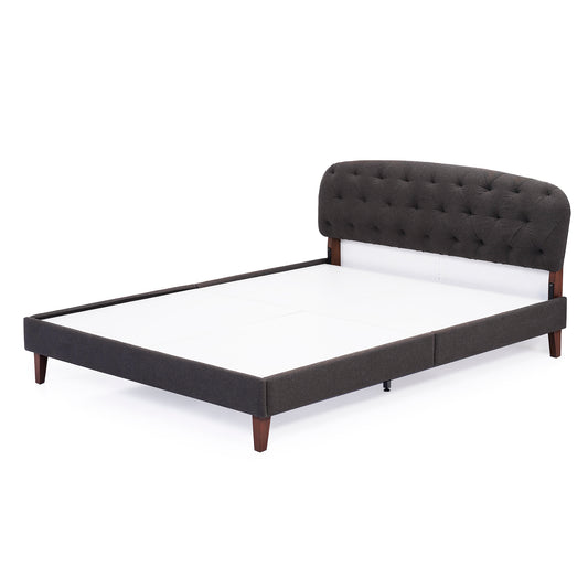 Engineered Wood Bed Grey Fabric Color - HOF