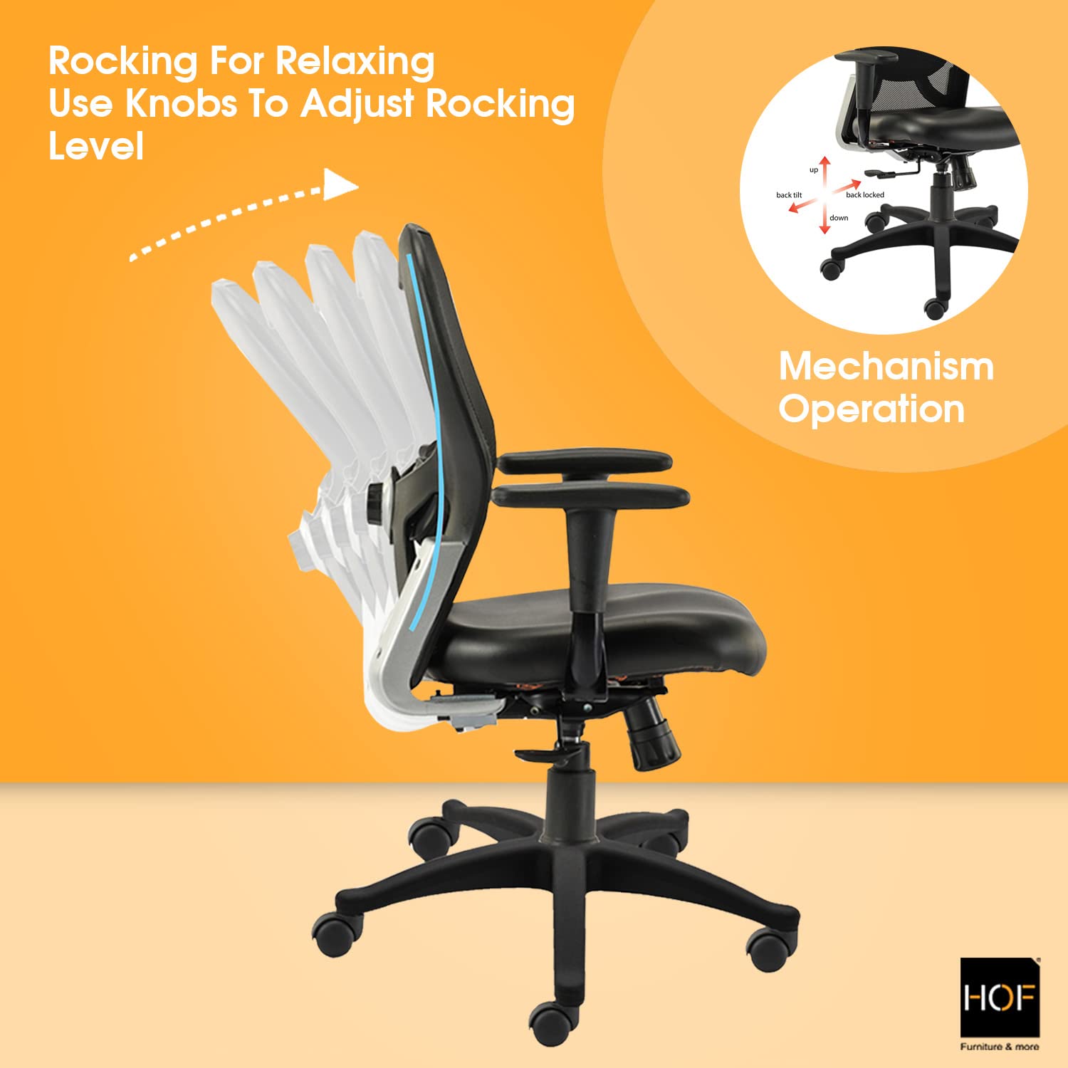 HOFF508 Ergonomic Executive Mid Back Revolving Desk Chair Black Medium Back