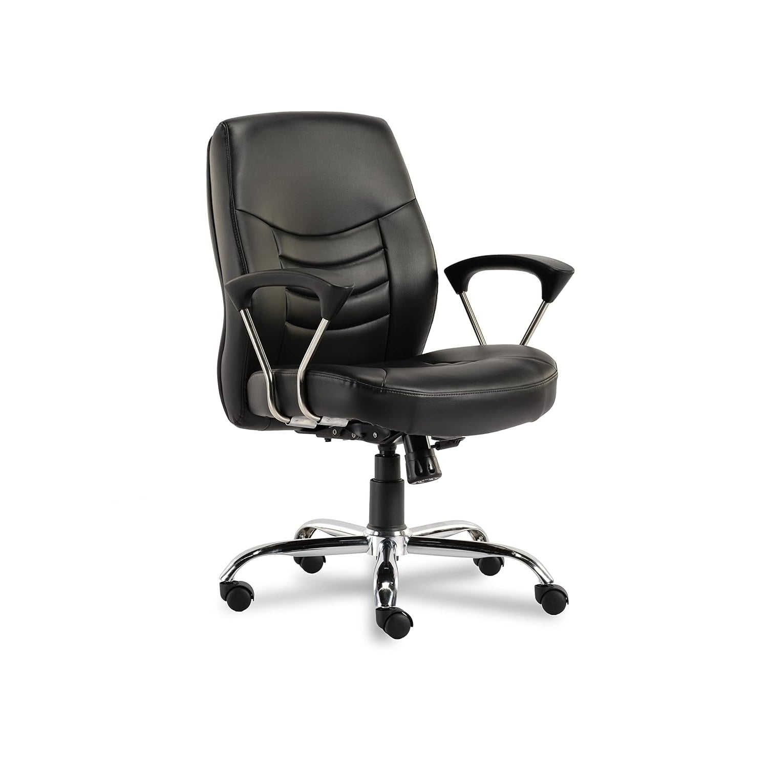 HOF Z404 Ergonomic Leatherette Medium Back Revolving Home and Office Desk Chair Black Medium Back