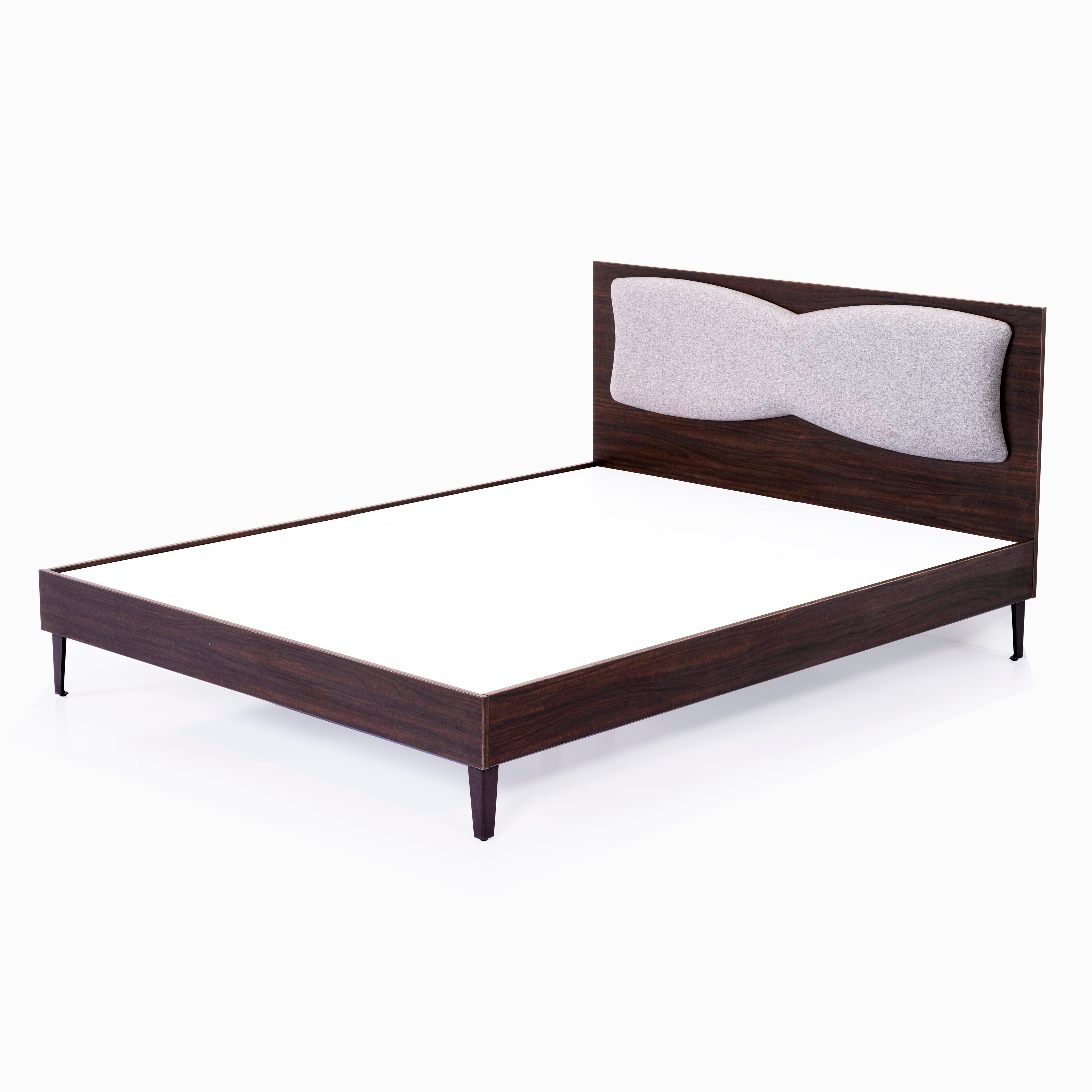 HOF Queen Size Engineered Wood Bed Without Storage |Matte Finish|Choco Walnut Color