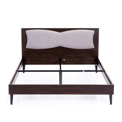 HOF Queen Size Engineered Wood Bed Without Storage |Matte Finish|Choco Walnut Color