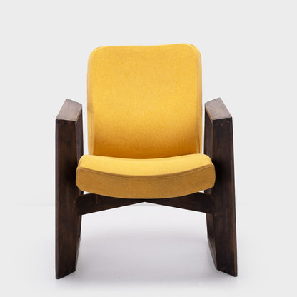 HOF Toran Modern Minimalist Yellow Armchair with Solid Wood Frame