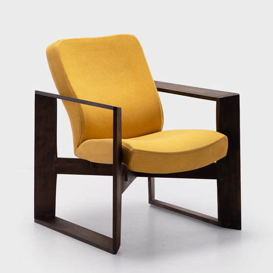 HOF Toran Modern Minimalist Yellow Armchair with Solid Wood Frame