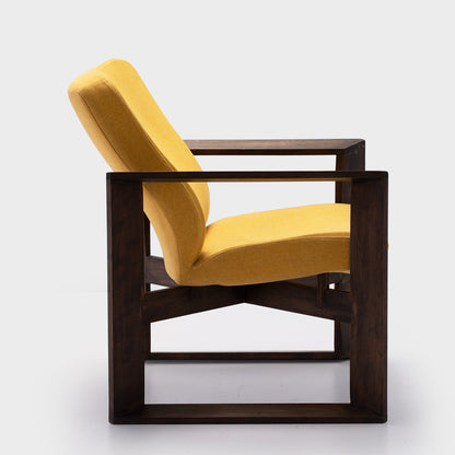 HOF Toran Modern Minimalist Yellow Armchair with Solid Wood Frame