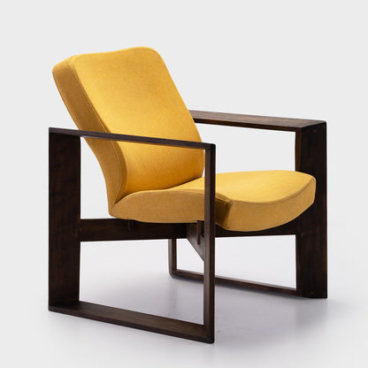 HOF Toran Modern Minimalist Yellow Armchair with Solid Wood Frame